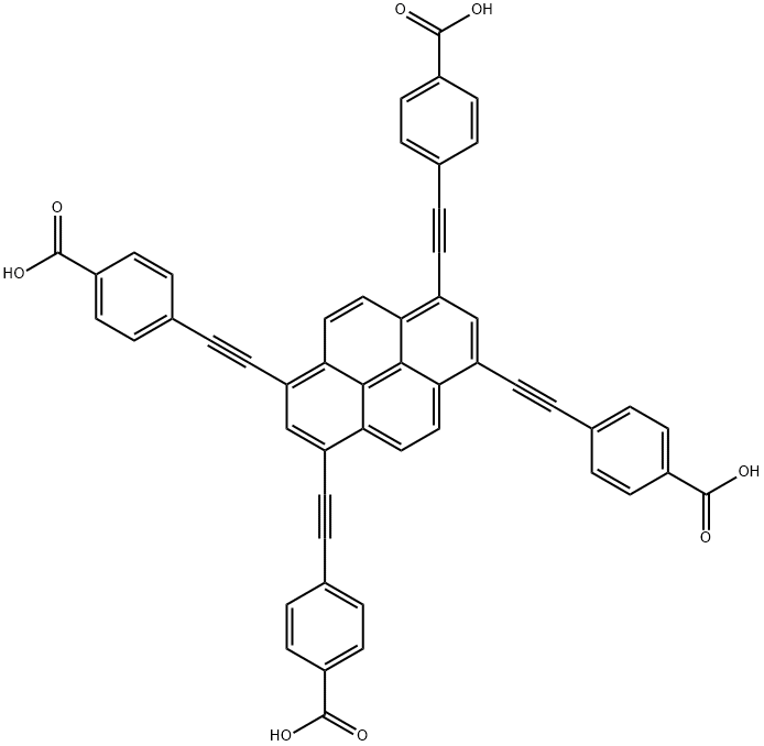 Benzoic acid, 4,4',4'',4'''-(1,3,6,8-pyrenetetrayltetra-2,1-ethynediyl)tetrakis- Struktur