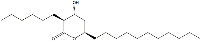 2H-Pyran-2-one, 3-hexyltetrahydro-4-hydroxy-6-undecyl-, (3S,4R,6R)- Struktur