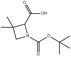 1-(tert-Butoxycarbonyl)-3,3-dimethylazetidine-2-carboxylic acid Struktur