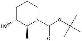 tert-butyl (2S,3R)-3-hydroxy-2-methylpiperidine-1-carboxylate Struktur