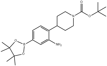 tert-butyl 4-(2-amino-4-(4,4,5,5-tetramethyl-1,3,2-dioxaborolan-2-yl)phenyl)piperidine-1-carboxylate Struktur