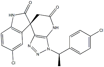 (7S)-5'-chloro-3-[(1R)-1-(4-chlorophenyl)ethyl]-1',2',3,4,5,6-hexahydrospiro[[1,2,3]triazolo[4,5-b]pyridine-7,3'-indole]-2',5-dione Struktur