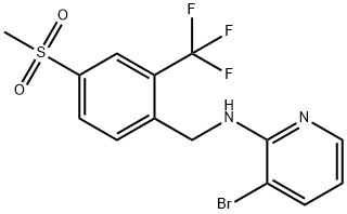 3-Bromo-N-{[4-methanesulfonyl-2-(trifluoromethyl)phenyl]methyl}pyridin-2-amine Struktur