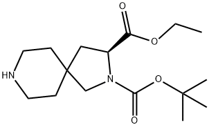 2-(tert-butyl) 3-ethyl (S)-2,8-diazaspiro[4.5]decane-2,3-dicarboxylate Struktur