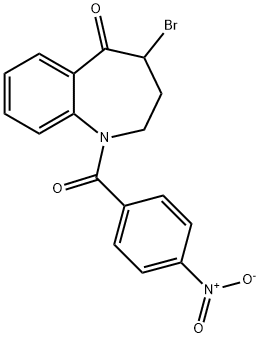 4-bromo-1-(4-nitrobenzoyl)-3,4-dihydro-1H-benzo[b]azepin-5(2H)-one Struktur