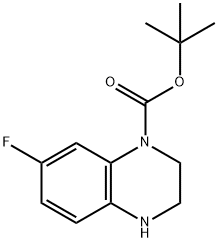 tert-butyl 7-fluoro-1,2,3,4-tetrahydroquinoxaline-1-carboxylate Struktur