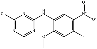 4-Chloro-N-(4-fluoro-2-methoxy-5-nitrophenyl)-1,3,5-triazin-2-amine Struktur