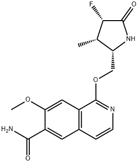 6-Isoquinolinecarboxamide, 1-[[(2S,3S,4S)-4-fluoro-3-methyl-5-oxo-2-pyrrolidinyl]methoxy]-7-methoxy- Struktur