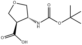 (3R,4R)-4-{[(tert-butoxy)carbonyl]amino}oxolane-3-carboxylic acid Struktur