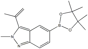 2-methyl-3-(prop-1-en-2-yl)-5-(4,4,5,5-tetramethyl-1,3,2-dioxaborolan-2-yl)-2H-indazole Struktur