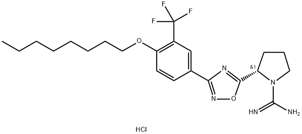 (2S)-2-[3-[4-(Octyloxy)-3-(trifluoromethyl)phenyl]-1,2,4-oxadiazol-5-yl]-1-pyrrolidinecarboximidamide hydrochloride Struktur