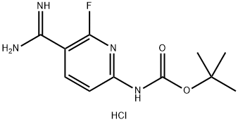 tert-butyl (5-carbamimidoyl-6-fluoropyridin-2-yl)carbamate HCL Struktur