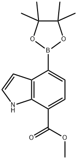 4-(4,4,5,5-tetramethyl-1,3,2-dioxaborolan-2-yl)-1H-Indole-7-carboxylic acid methyl ester Struktur