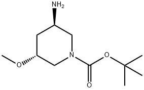 tert-butyl trans-3-amino-5-methoxypiperidine-1-carboxylate Struktur