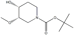 Cis-4-Hydroxy-3-methoxy-piperidine-1-carboxylic acid tert-butyl ester Struktur