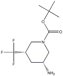 tert-butyl (3R,5S)-3-amino-5-(trifluoromethyl)piperidine-1-carboxylate Struktur