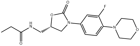 (S)-N-((3-(3-fluoro-4-morpholinophenyl)-2-oxooxazolidin-5-yl) methyl)propionamide Struktur