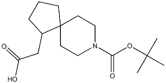 2-(8-(tert-butoxycarbonyl)-8-azaspiro[4.5]decan-1-yl)acetic acid Struktur