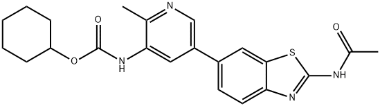 Carbamic acid, N-[5-[2-(acetylamino)-6-benzothiazolyl]-2-methyl-3-pyridinyl]-, cyclohexyl ester Struktur