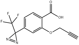 2-(Prop-2-yn-1-yloxy)-4-(3-(trifluoromethyl)-3H-diazirin-3-yl)benzoic acid Struktur