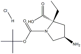 (2S,4R)-1-tert-Butyl 2-ethyl 4-aminopyrrolidine-1,2-dicarboxylate hydrochloride Struktur