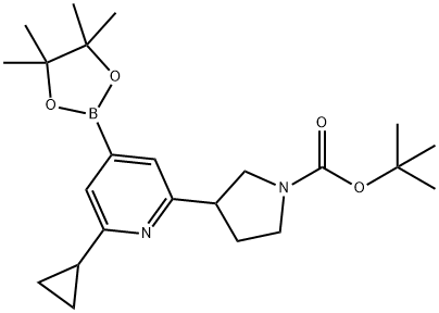 tert-butyl 3-(6-cyclopropyl-4-(4,4,5,5-tetramethyl-1,3,2-dioxaborolan-2-yl)pyridin-2-yl)pyrrolidine-1-carboxylate Struktur