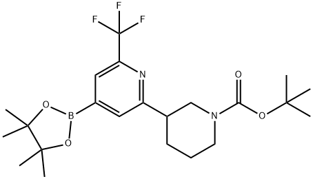 tert-butyl 3-(4-(4,4,5,5-tetramethyl-1,3,2-dioxaborolan-2-yl)-6-(trifluoromethyl)pyridin-2-yl)piperidine-1-carboxylate Struktur