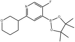 5-fluoro-2-(tetrahydro-2H-pyran-3-yl)-4-(4,4,5,5-tetramethyl-1,3,2-dioxaborolan-2-yl)pyridine Struktur