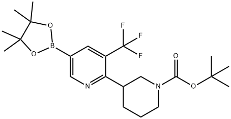 tert-butyl 3-(5-(4,4,5,5-tetramethyl-1,3,2-dioxaborolan-2-yl)-3-(trifluoromethyl)pyridin-2-yl)piperidine-1-carboxylate Struktur