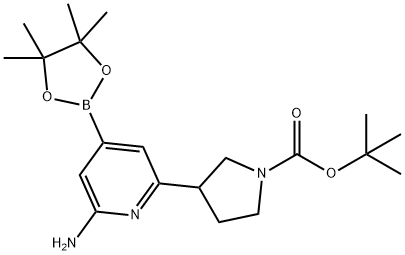 tert-butyl 3-(6-amino-4-(4,4,5,5-tetramethyl-1,3,2-dioxaborolan-2-yl)pyridin-2-yl)pyrrolidine-1-carboxylate Struktur