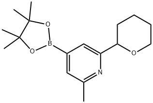 2-methyl-6-(tetrahydro-2H-pyran-2-yl)-4-(4,4,5,5-tetramethyl-1,3,2-dioxaborolan-2-yl)pyridine Struktur