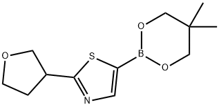 2-(Oxolan-3-yl)thiazole-5-boronic acid neopentylglycol ester Struktur