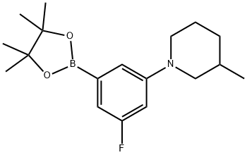 1-(3-fluoro-5-(4,4,5,5-tetramethyl-1,3,2-dioxaborolan-2-yl)phenyl)-3-methylpiperidine Struktur