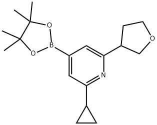 2-cyclopropyl-6-(tetrahydrofuran-3-yl)-4-(4,4,5,5-tetramethyl-1,3,2-dioxaborolan-2-yl)pyridine Struktur