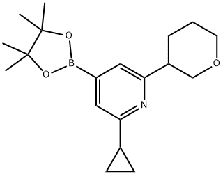 2-cyclopropyl-6-(tetrahydro-2H-pyran-3-yl)-4-(4,4,5,5-tetramethyl-1,3,2-dioxaborolan-2-yl)pyridine Struktur