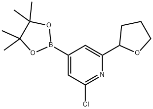 2-chloro-6-(tetrahydrofuran-2-yl)-4-(4,4,5,5-tetramethyl-1,3,2-dioxaborolan-2-yl)pyridine Struktur