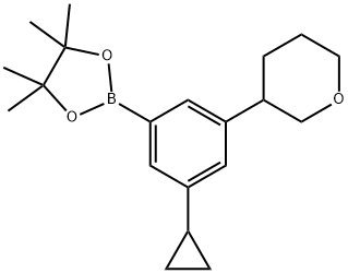 2-(3-cyclopropyl-5-(tetrahydro-2H-pyran-3-yl)phenyl)-4,4,5,5-tetramethyl-1,3,2-dioxaborolane Struktur