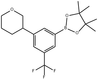 4,4,5,5-tetramethyl-2-(3-(tetrahydro-2H-pyran-3-yl)-5-(trifluoromethyl)phenyl)-1,3,2-dioxaborolane Struktur