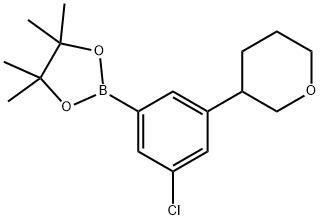 2-(3-chloro-5-(tetrahydro-2H-pyran-3-yl)phenyl)-4,4,5,5-tetramethyl-1,3,2-dioxaborolane Struktur