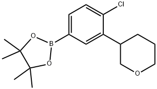 2-(4-chloro-3-(tetrahydro-2H-pyran-3-yl)phenyl)-4,4,5,5-tetramethyl-1,3,2-dioxaborolane Struktur