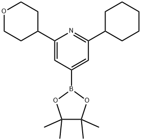 2-Cyclohexyl-6-(oxan-4-yl)pyridine-4-boronic acid pinacol ester Struktur