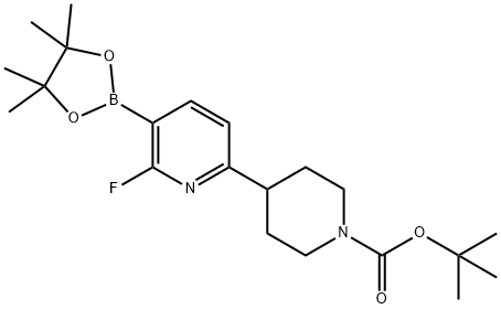 tert-butyl 4-(6-fluoro-5-(4,4,5,5-tetramethyl-1,3,2-dioxaborolan-2-yl)pyridin-2-yl)piperidine-1-carboxylate Struktur