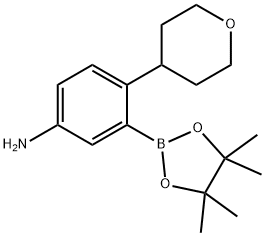 4-(tetrahydro-2H-pyran-4-yl)-3-(4,4,5,5-tetramethyl-1,3,2-dioxaborolan-2-yl)aniline Struktur