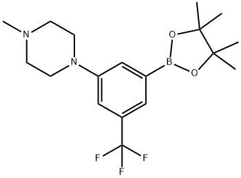 1-methyl-4-(3-(4,4,5,5-tetramethyl-1,3,2-dioxaborolan-2-yl)-5-(trifluoromethyl)phenyl)piperazine Struktur