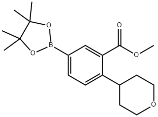 methyl 2-(tetrahydro-2H-pyran-4-yl)-5-(4,4,5,5-tetramethyl-1,3,2-dioxaborolan-2-yl)benzoate Struktur