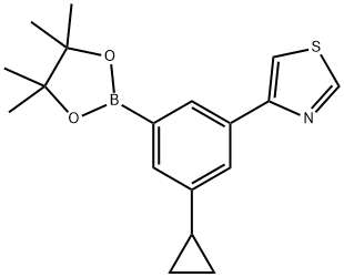 3-Cyclopropyl-5-(thiazol-4-yl)phenylboronic acid pinacol ester Struktur