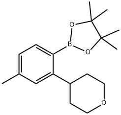 4,4,5,5-tetramethyl-2-(4-methyl-2-(tetrahydro-2H-pyran-4-yl)phenyl)-1,3,2-dioxaborolane Struktur