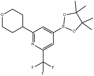 2-(tetrahydro-2H-pyran-4-yl)-4-(4,4,5,5-tetramethyl-1,3,2-dioxaborolan-2-yl)-6-(trifluoromethyl)pyridine Struktur