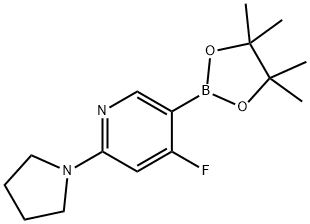 4-Fluoro-2-(pyrrolidino)pyridine-5-boronic acid pinacol ester Struktur