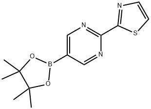 2-(5-(4,4,5,5-tetramethyl-1,3,2-dioxaborolan-2-yl)pyrimidin-2-yl)thiazole Struktur